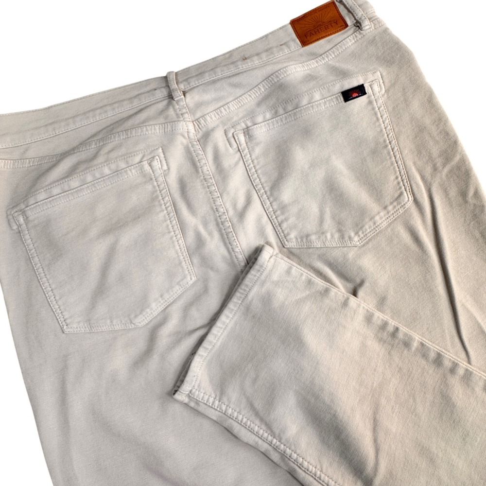 Faherty 5 Pocket Pants Mens 38x29 Beige Stretch Cotton Straight Leg Trousers